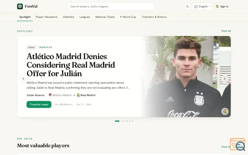 Screenshot of FootVal