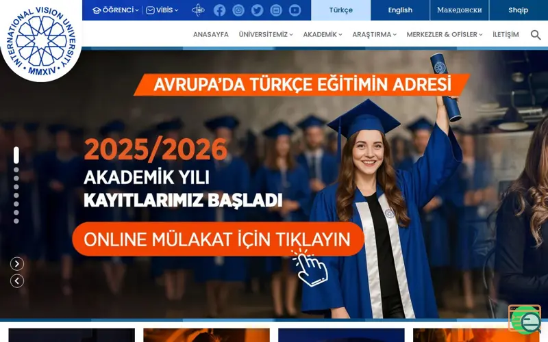 Screenshot of Uluslararası Vizyon Üniversitesi