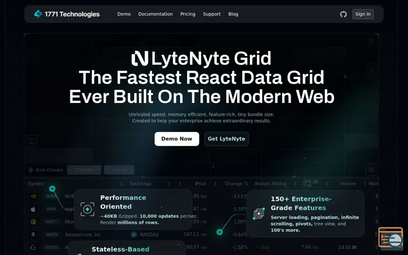 Screenshot of LyteNyte Grid 2.1