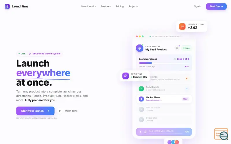 Screenshot of Launchtime
