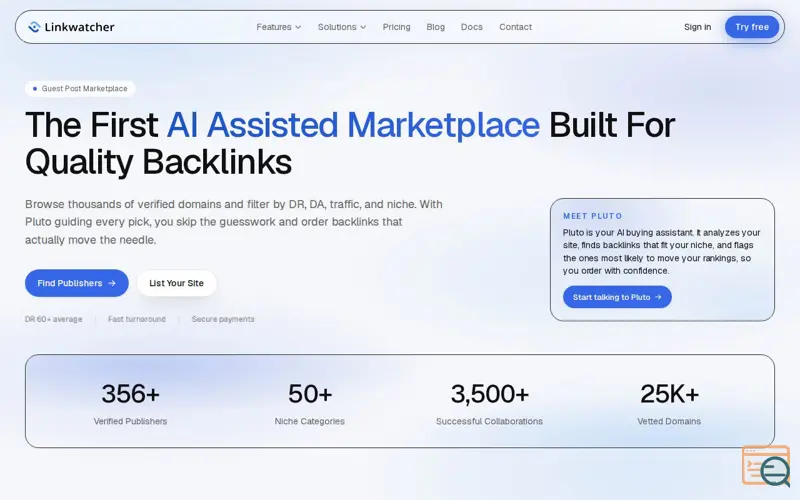 Screenshot of AI Assisted Marketplace for Backlinks