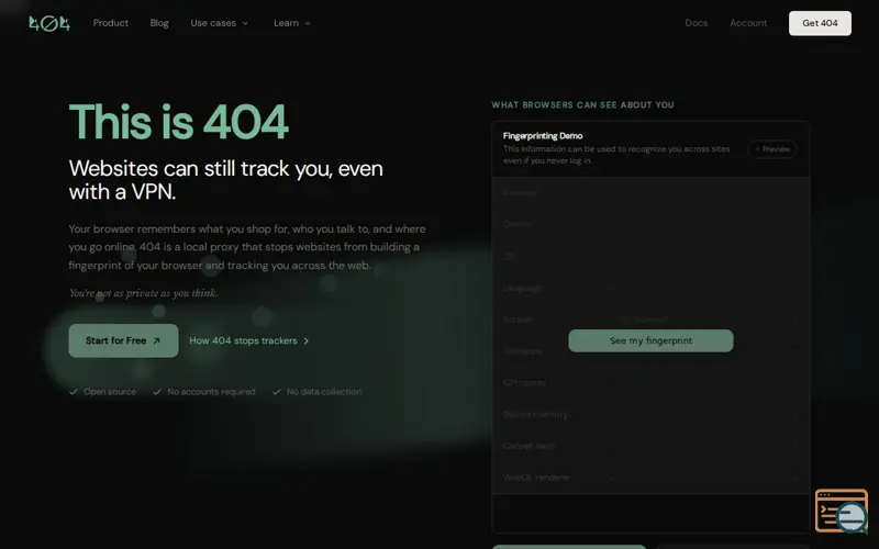 Screenshot of 404