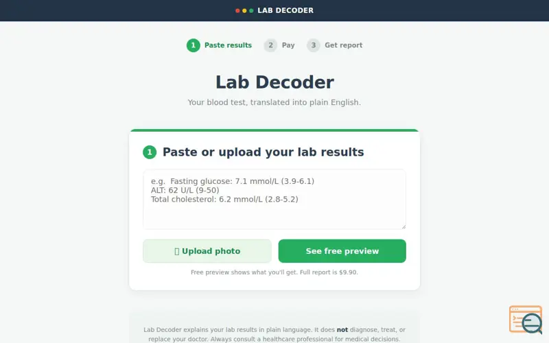 Screenshot of Lab Decoder