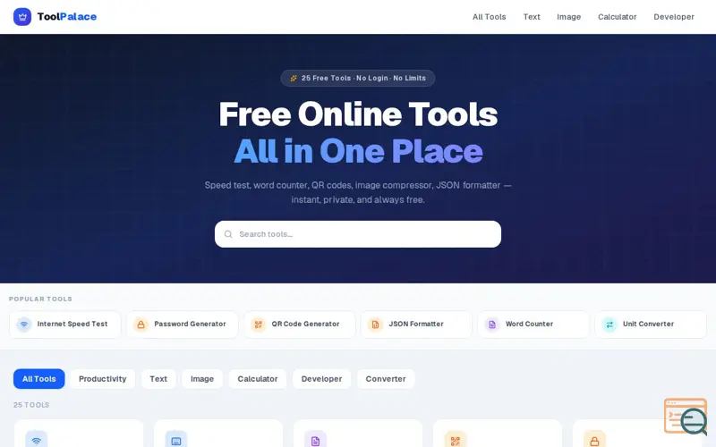 Screenshot of ToolPalace