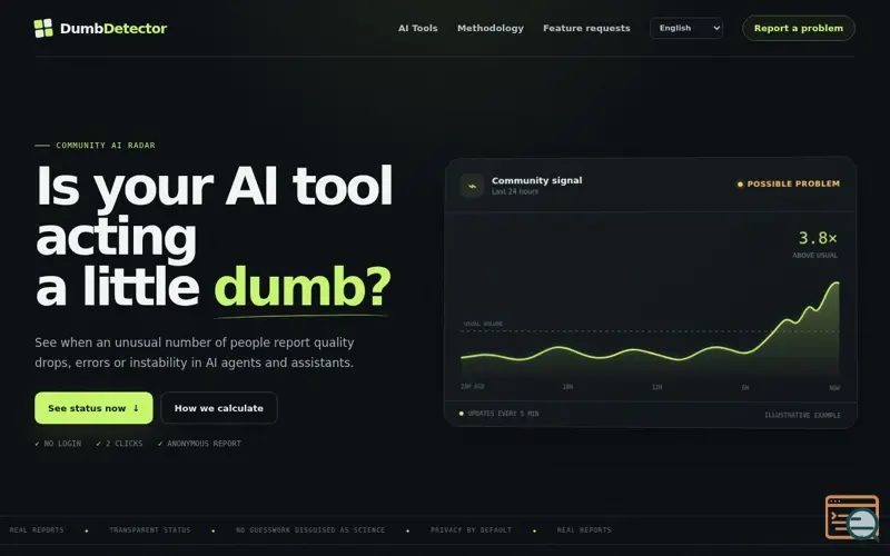 Screenshot of DumbDetector