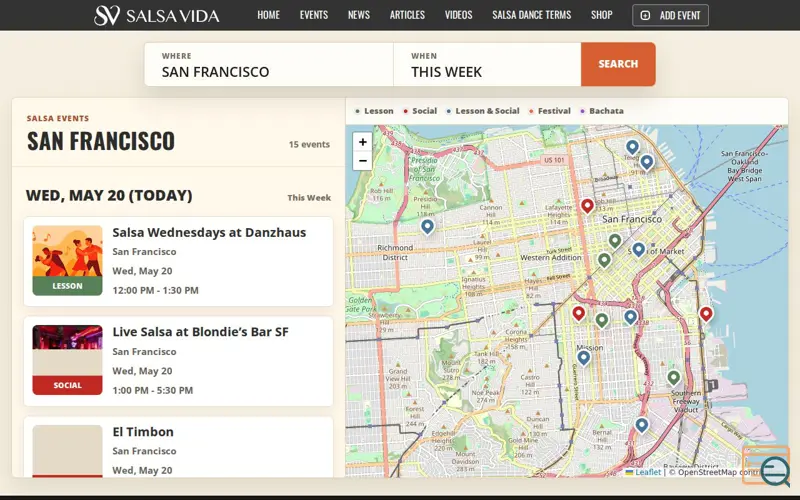 Screenshot of Salsa Dance Map