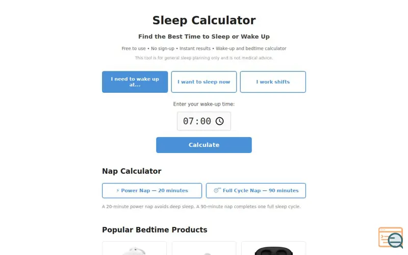 Screenshot of ZZZcalc.com