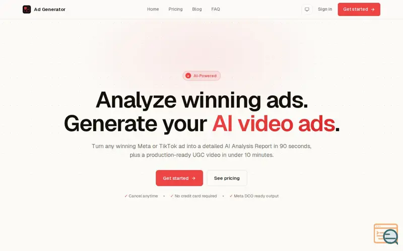 Screenshot of AI Ad Generator