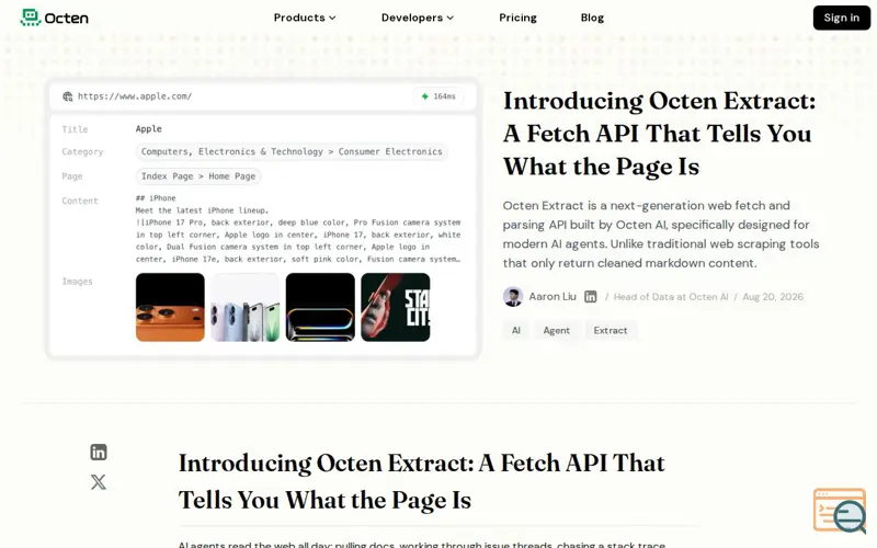 Screenshot of Octen Extract