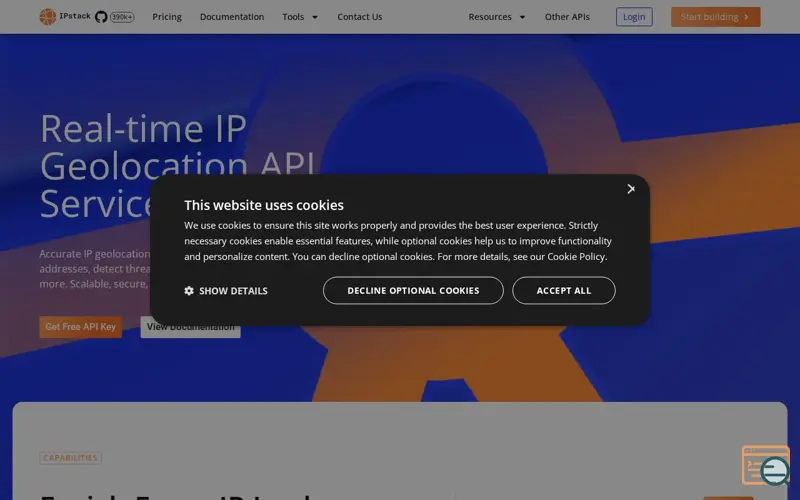 Screenshot of IPstack, a launch using Unbounce