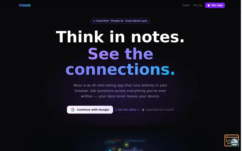 Screenshot of Nous, a launch using xAI