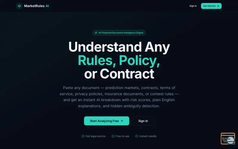 Screenshot of MarketRules AI