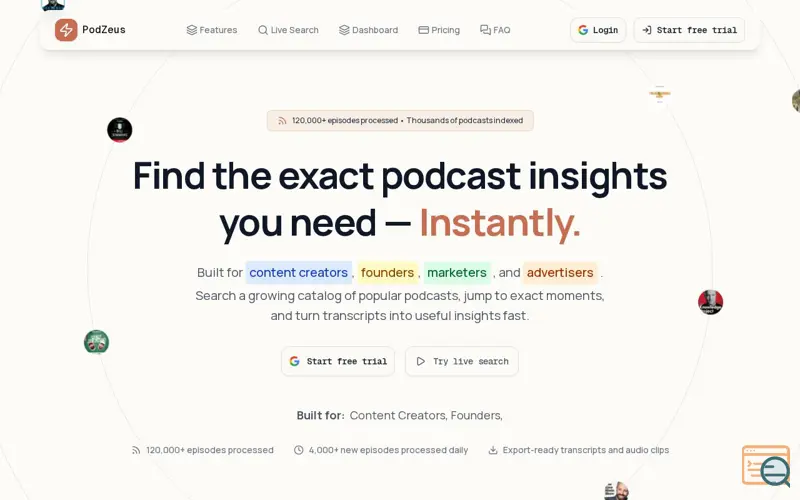 Screenshot of PodZeus
