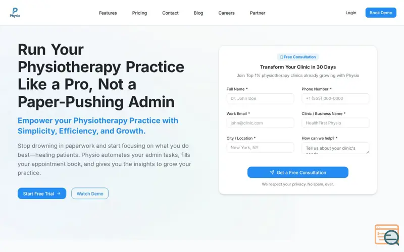 Screenshot of Physioapp