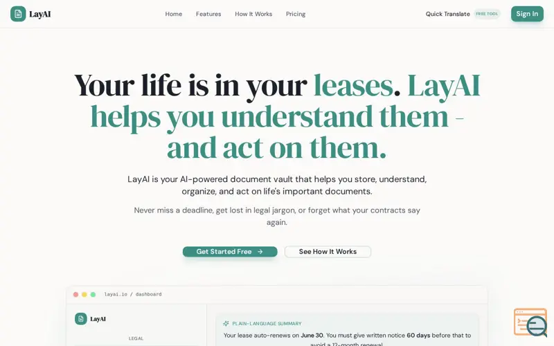 Screenshot of LayAI 