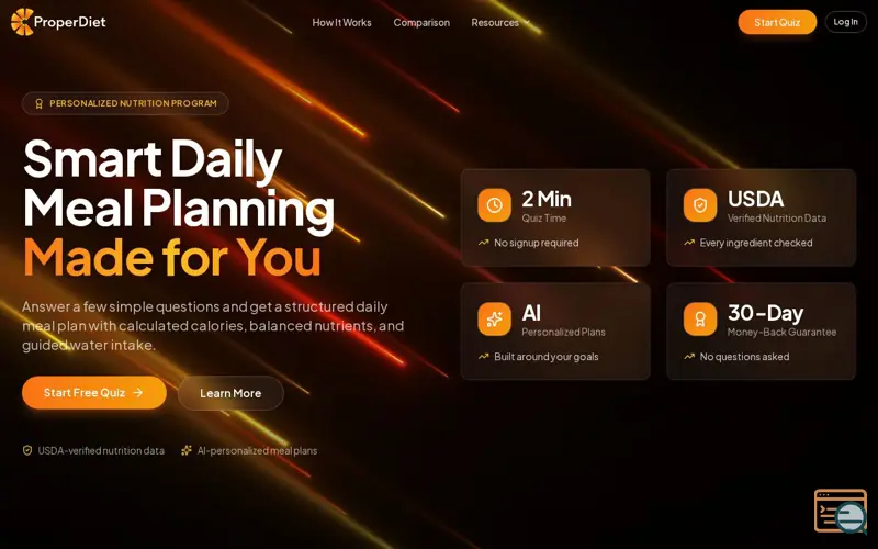 Screenshot of ProperDietPlan