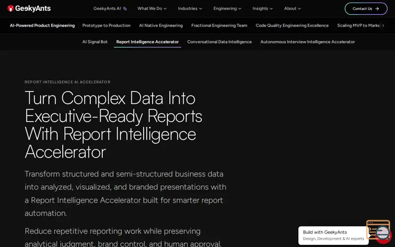 Screenshot of REPORT INTELLIGENCE AI ACCELERATOR