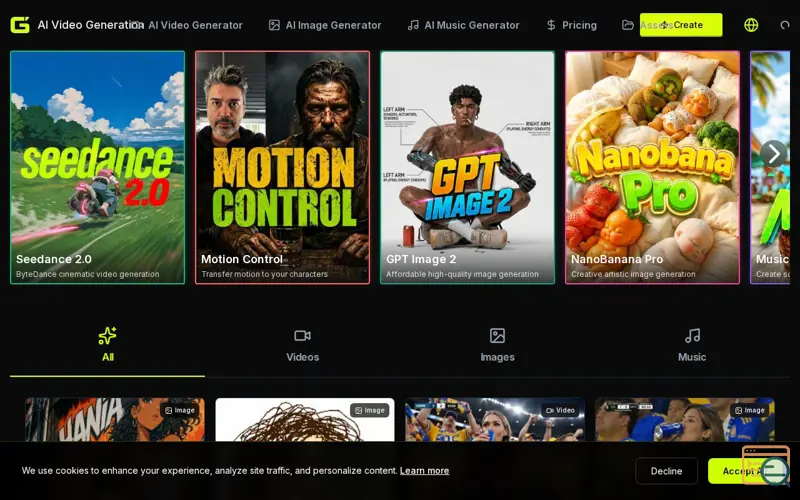 Screenshot of AI Video Generation