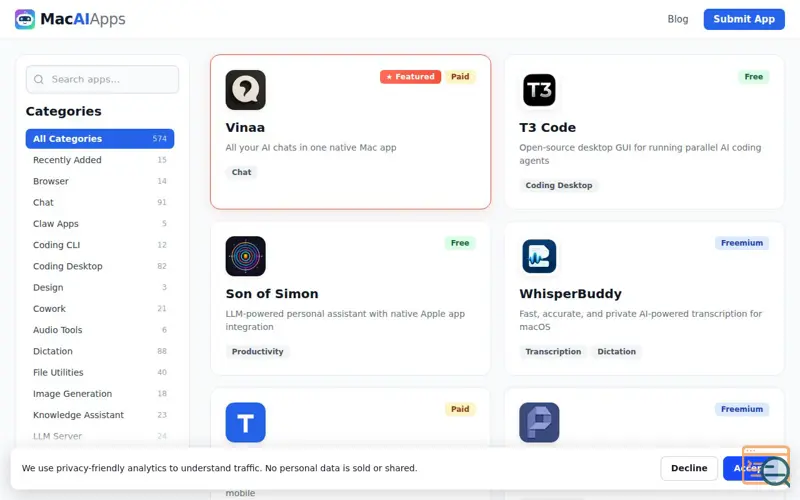 Screenshot of MacAIApps