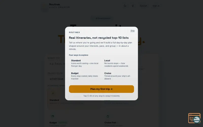 Screenshot of Routinex