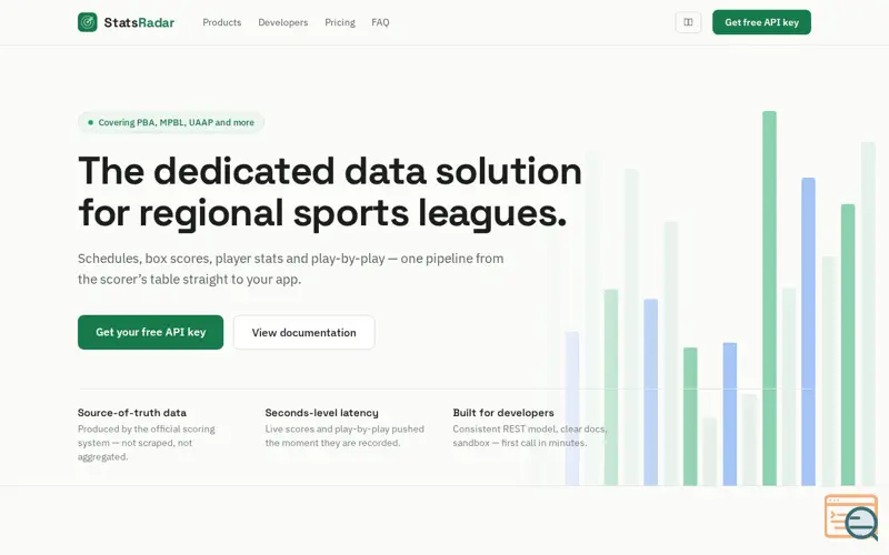 Screenshot of StatsRadar, a launch using GoDaddy DNS