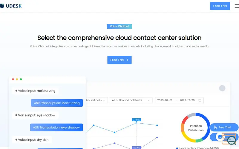 Screenshot of Udesk Voice Chatbot , a launch using LeadsNavi