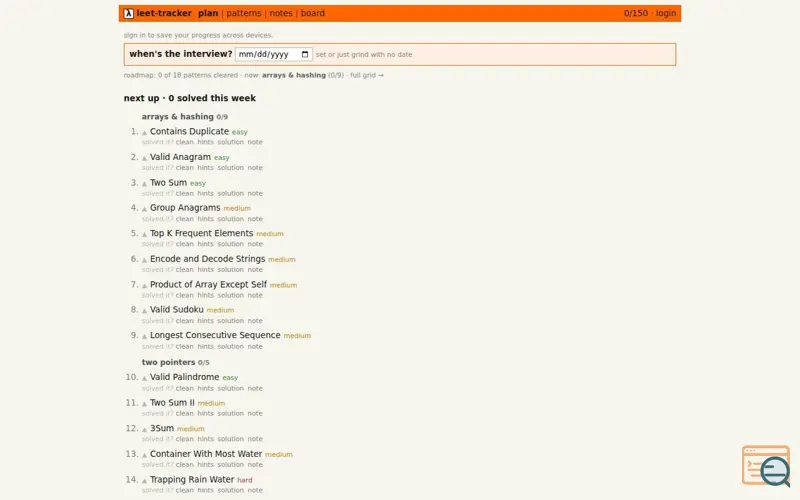 Screenshot of Leet150