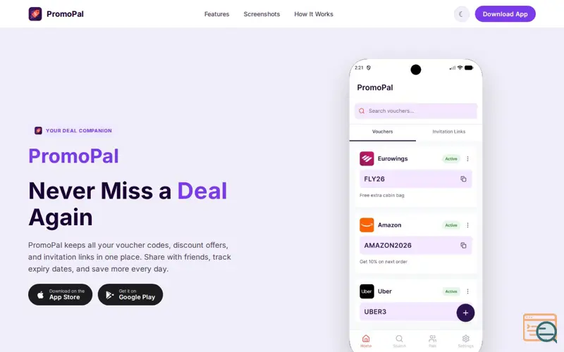 Screenshot of PromoPal