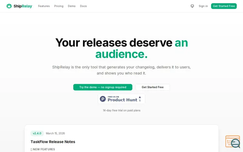 Screenshot of ShipRelay