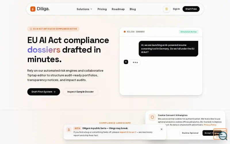 Screenshot of Diliga
