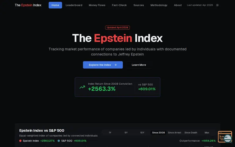 Screenshot of Epstein Index