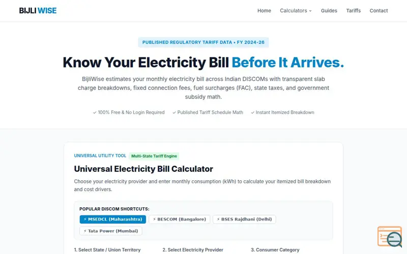 Screenshot of BijliWise