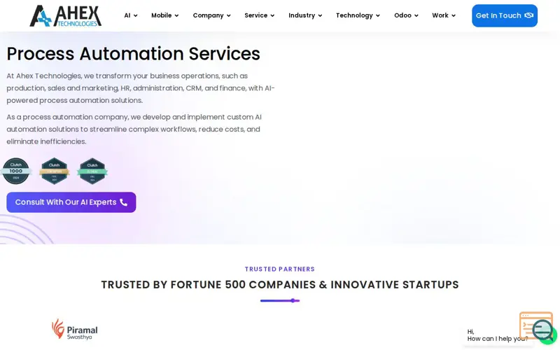Screenshot of Welcome to Ahex Technologies