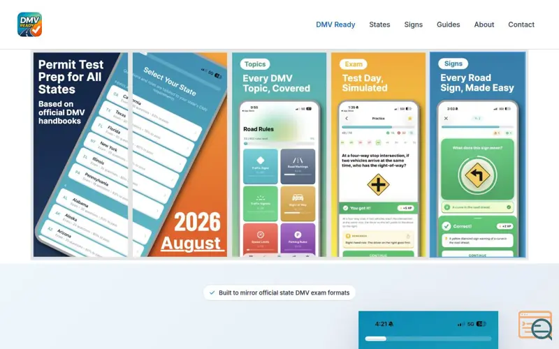 Screenshot of DMV Ready