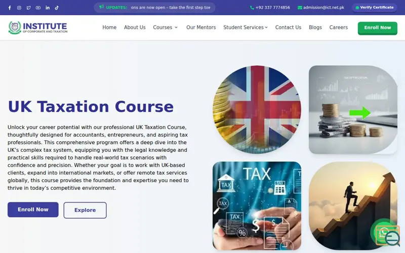 Screenshot of UK Tax Advisor Course