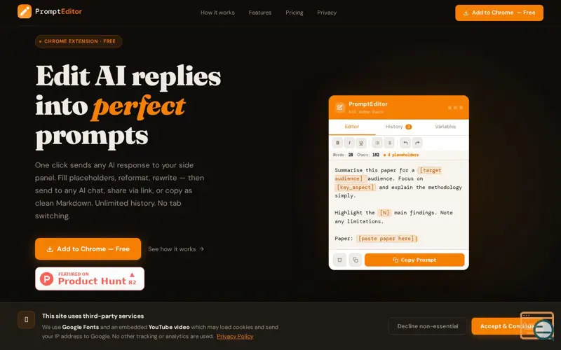 Screenshot of PromptEditor