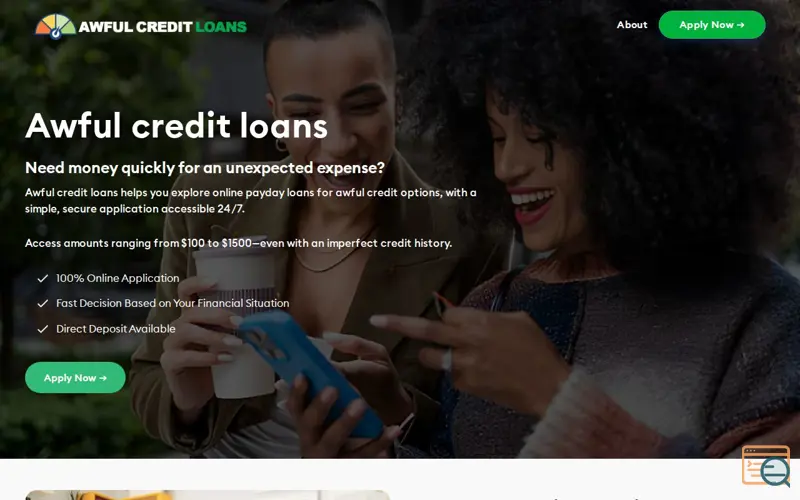 Screenshot of Awful credit loans