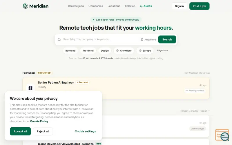 Screenshot of Meridian