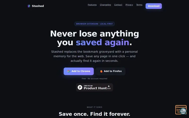 Screenshot of Stashed - Find Anything You Saved Again