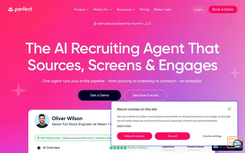 Screenshot of GoPerfect, a launch using Limy