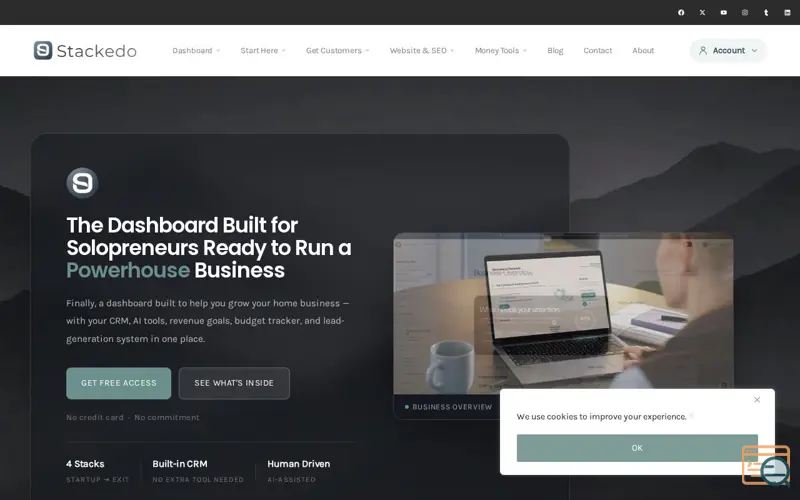 Screenshot of Stackedo, a launch using SiteGround