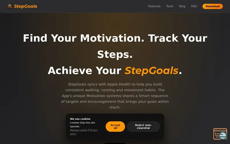 Screenshot of StepGoals - Smart Step Counter (iOS), a launch using EarlyLaunch