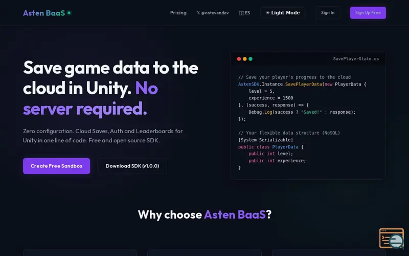 Screenshot of Asten BaaS