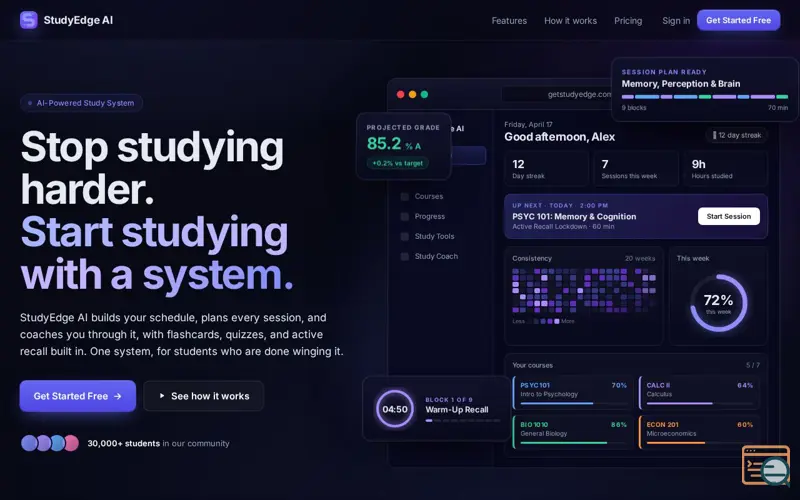 Screenshot of StudyEdge