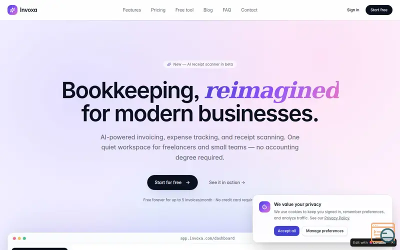 Screenshot of Invoxa