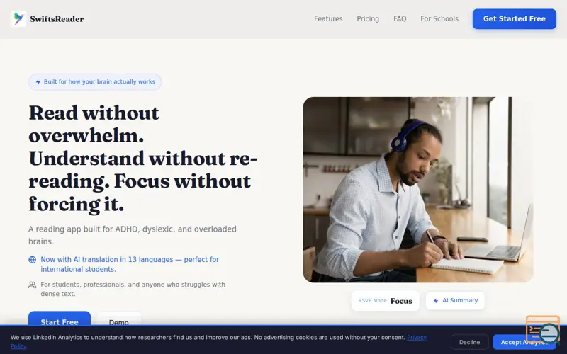 Screenshot of SwiftsReader