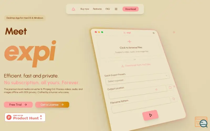 Screenshot of Expi