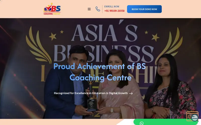 Screenshot of BS Coaching Centre