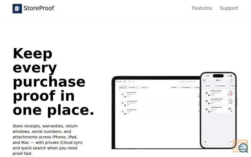 Screenshot of StoreProof
