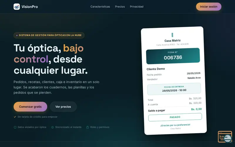 Screenshot of VisionPro 